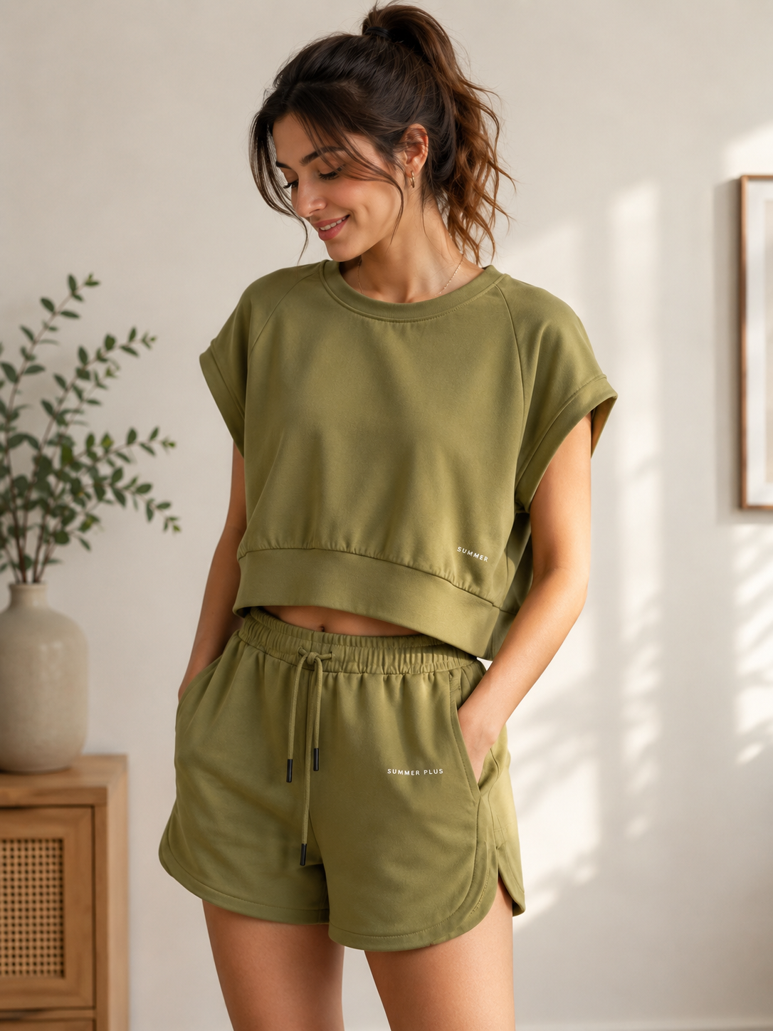تاپ و شلوارک  زنانه و دخترانه فری سایز
